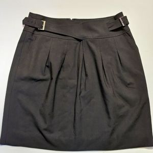 BCBGMaxAzira skirt womens size 10 sapna Black High Waisted Pleated Buckle